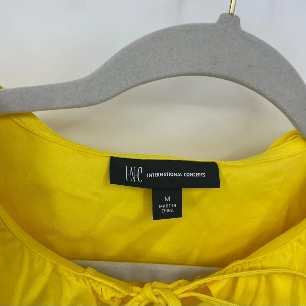 INC international concepts Fringe Trim Midi Dress,‎ Yellow Sz M
